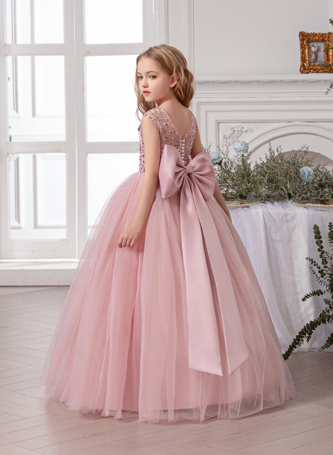 Take Two Girls Pink Embellished Sleeveless Maxi Dress - Image 5